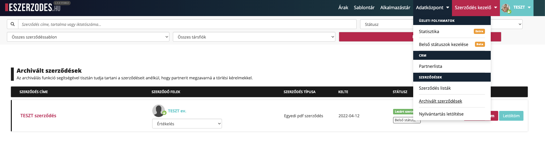 Suppression ou archivage d'un contrat
